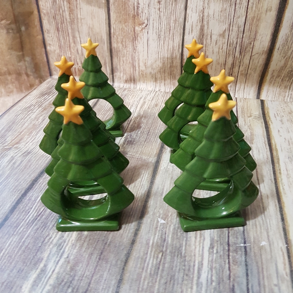 Set of 8 Christmas tree napkin rings
